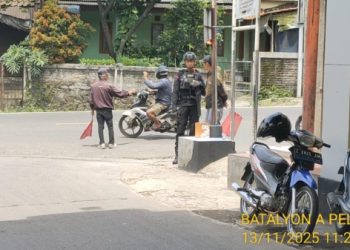 Anggota Bataliyon A Pelopor Wujudkan Kamtibmas Kondusif di Wilayah Jatinangor